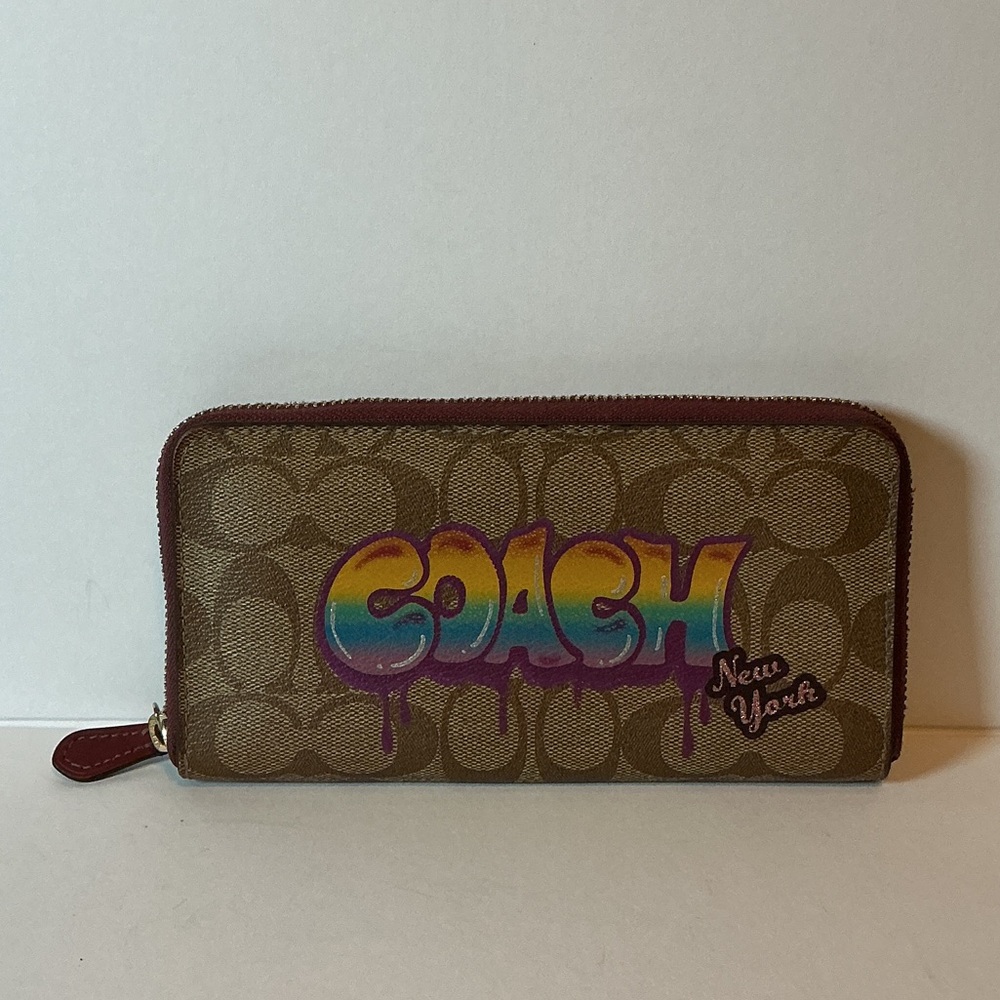 Coach New York Graffiti Logo Signature Canvas Wallet
